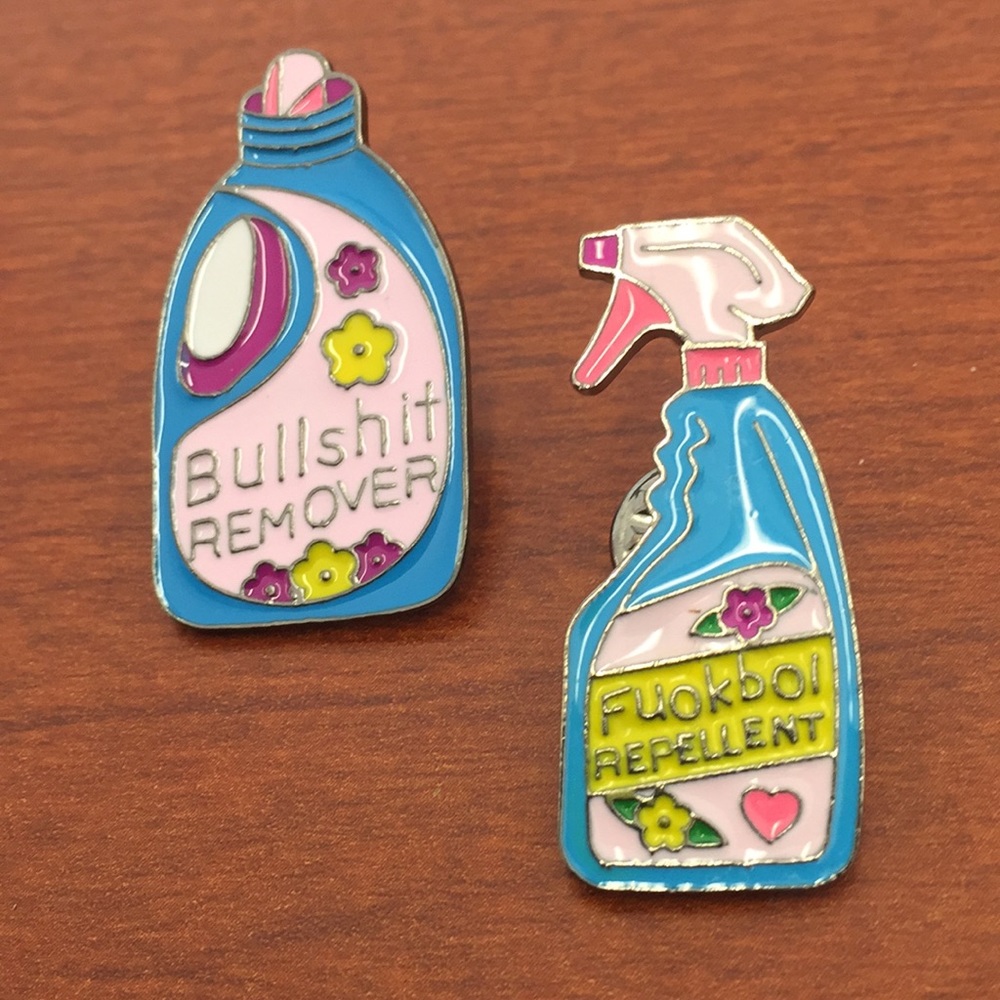 Enamel Pins - “BS Remover” and “Fuokboi Repellent”